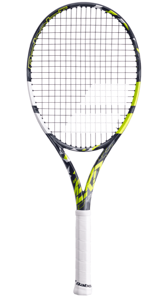 Babolat Pure Aero Racket, spin-friendly tennis racket, high-performance tennis racket, Rafael Nadal racket, advanced tennis gear, lightweight graphite racket, Babolat tennis equipment, tennis store, powerful tennis racket, Swiss Sports Haus, West Vancouver tennis shop.