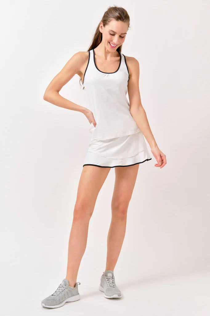 LIJA Women's Elite Axel Skort, tennis skort, athletic skort, sportswear, moisture-wicking skort, built-in shorts, comfortable skort, lightweight skort, breathable sportswear, tennis apparel, women's sports clothing, sports performance, Swiss Sports Haus, West Vancouver sports shop, tennis gear.