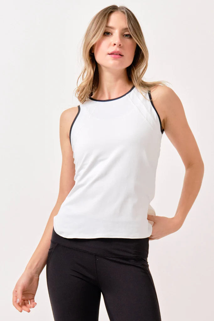 LIJA Women's Elite Bea Tank, women's tennis tank top, tennis apparel, athletic wear, performance tank top, moisture-wicking tank, breathable fabric, stylish tennis clothing, comfortable tennis tank, sportswear, women's activewear, Swiss Sports Haus, West Vancouver tennis shop.