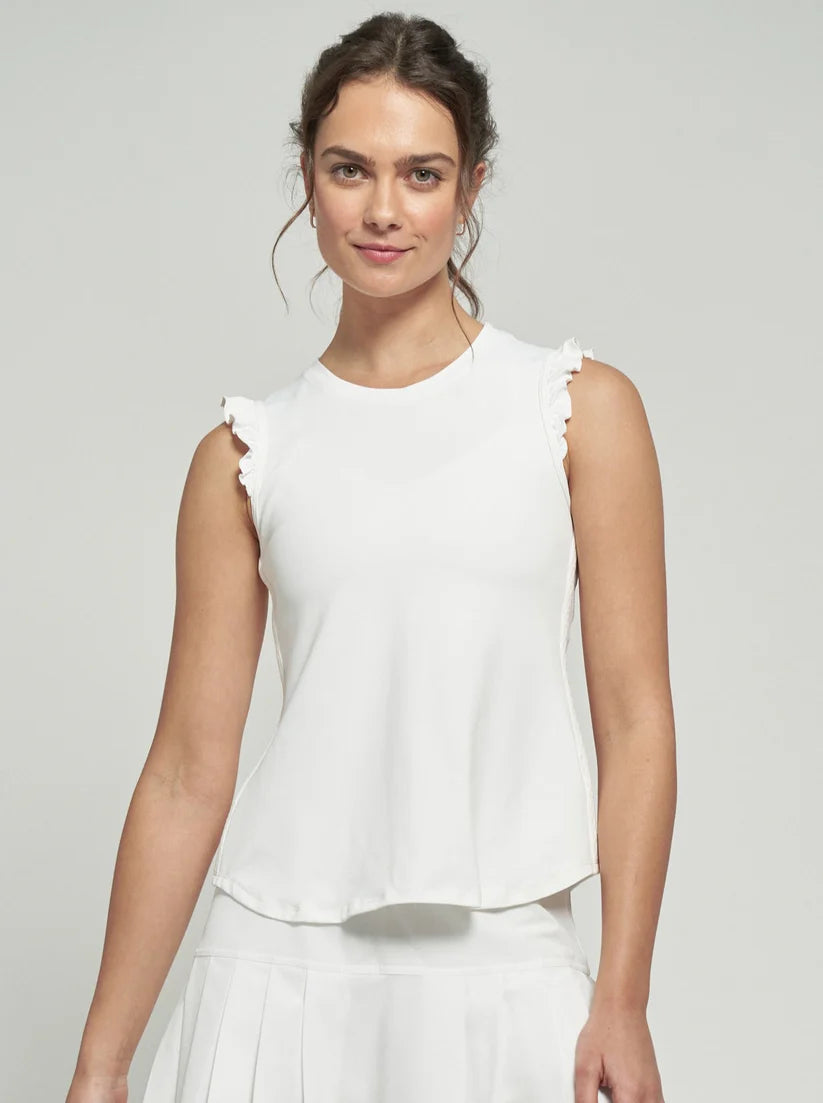 LIJA Elite Flight Tank, tennis tank top, high-performance tank top, moisture-wicking fabric, racerback tank, breathable mesh panels, athletic wear, tennis clothing, comfortable sports tank, women's tennis apparel, tennis gear, activewear, stylish tank top, Swiss Sports Haus, West Vancouver tennis shop.