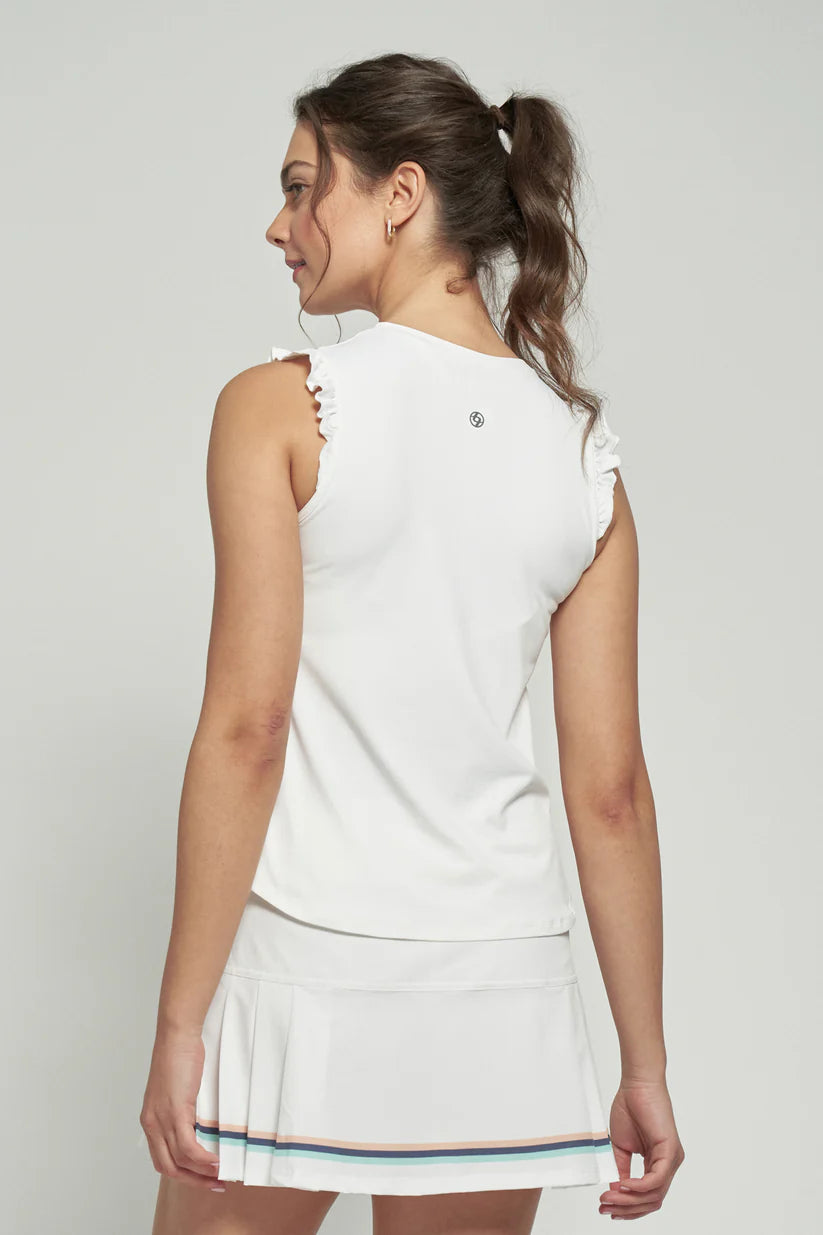 LIJA Elite Flight Tank, tennis tank top, high-performance tank top, moisture-wicking fabric, racerback tank, breathable mesh panels, athletic wear, tennis clothing, comfortable sports tank, women's tennis apparel, tennis gear, activewear, stylish tank top, Swiss Sports Haus, West Vancouver tennis shop.