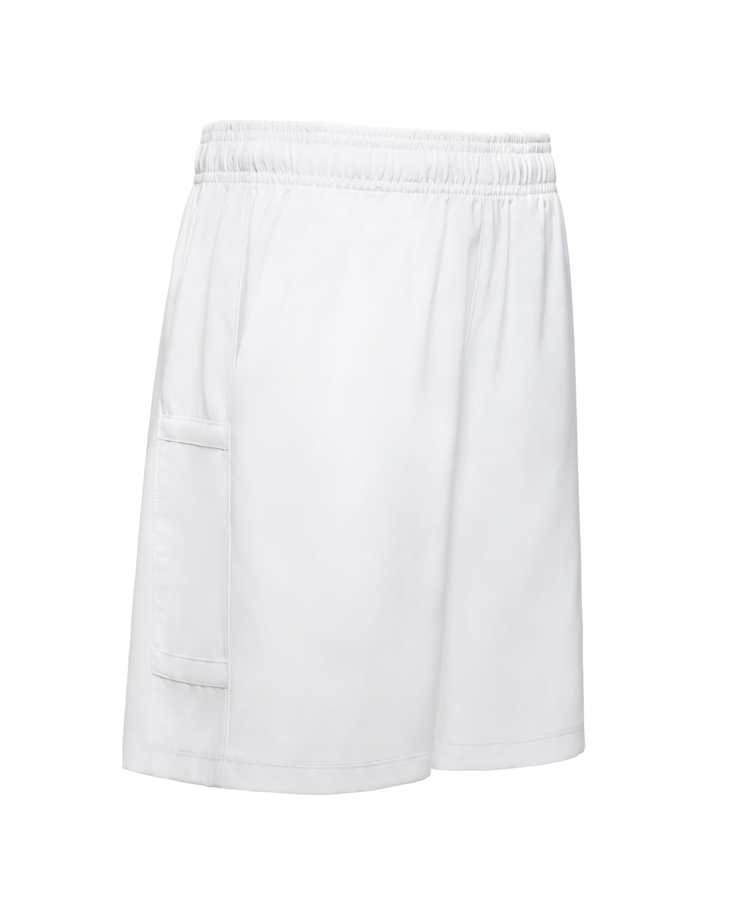 Fila Boys Player Core Shorts displayed against a white background. These athletic shorts are designed for tennis, featuring a lightweight, moisture-wicking fabric with an elastic waistband for a comfortable fit. The shorts offer freedom of movement and are perfect for active boys on the court. Available at Swiss Sports Haus in West Vancouver.