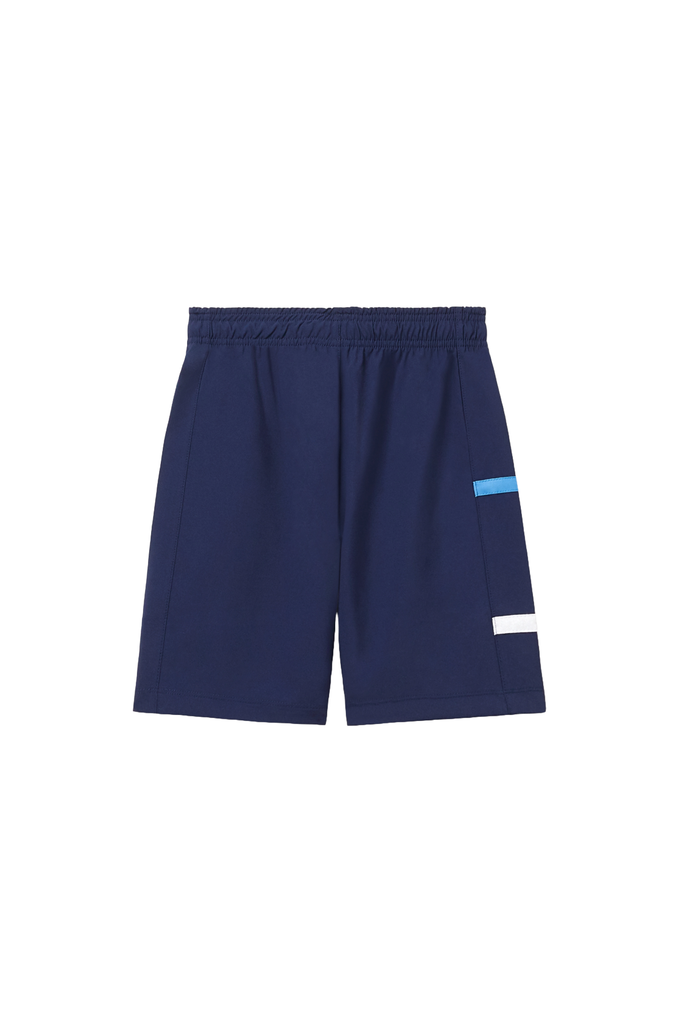 Fila Boys Player Core Shorts displayed against a white background. These athletic shorts are designed for tennis, featuring a lightweight, moisture-wicking fabric with an elastic waistband for a comfortable fit. The shorts offer freedom of movement and are perfect for active boys on the court. Available at Swiss Sports Haus in West Vancouver.