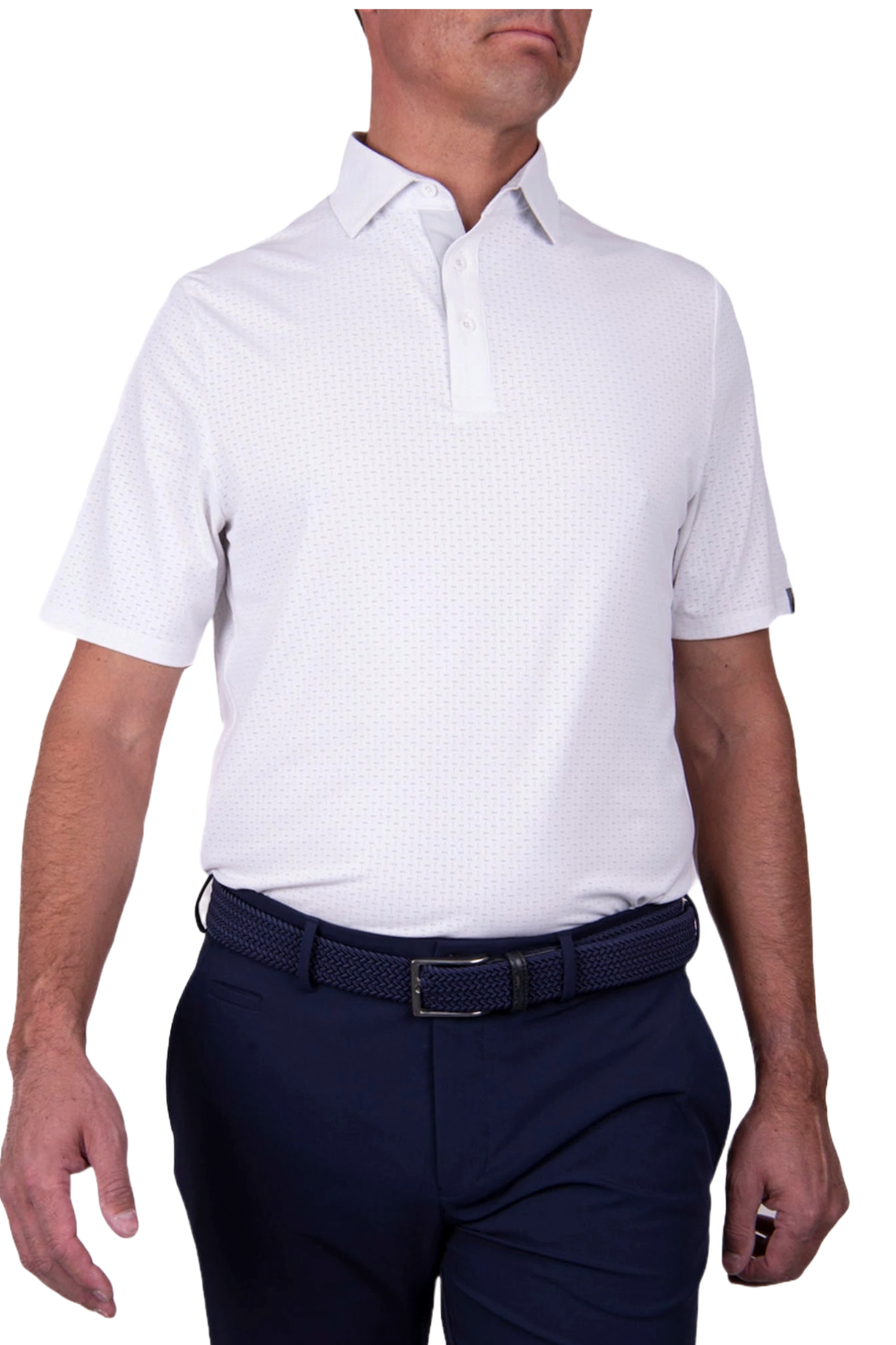 KJUS Men's Savin Structure Polo, golf clothing, men's golf polo, breathable polo, moisture-wicking fabric, performance polo, stylish golf wear, classic collar, textured pattern polo, golf apparel, Swiss Sports Haus, West Vancouver golf shop, golf gear, premium golf clothing.