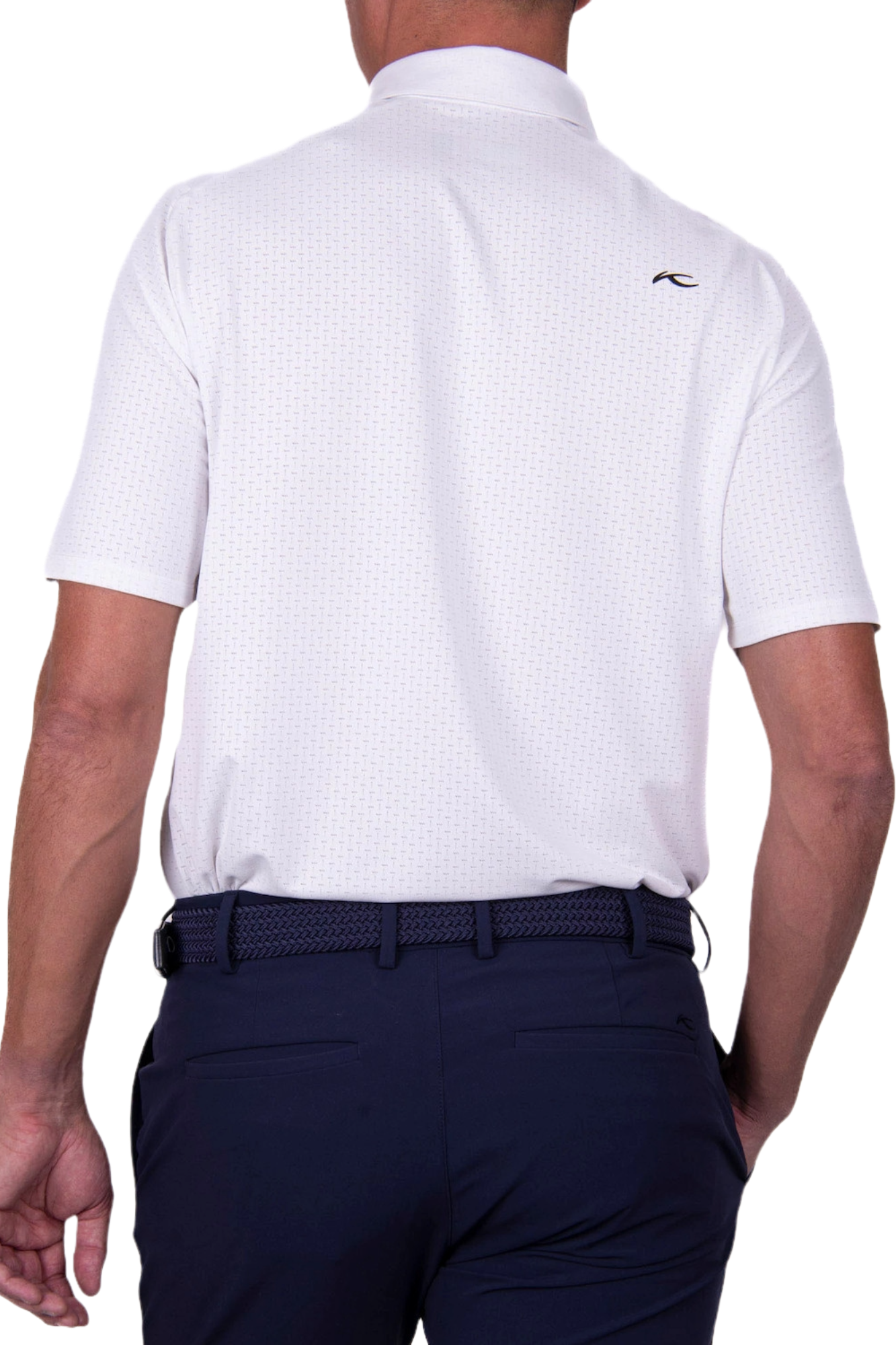 KJUS Men's Savin Structure Polo, golf clothing, men's golf polo, breathable polo, moisture-wicking fabric, performance polo, stylish golf wear, classic collar, textured pattern polo, golf apparel, Swiss Sports Haus, West Vancouver golf shop, golf gear, premium golf clothing.