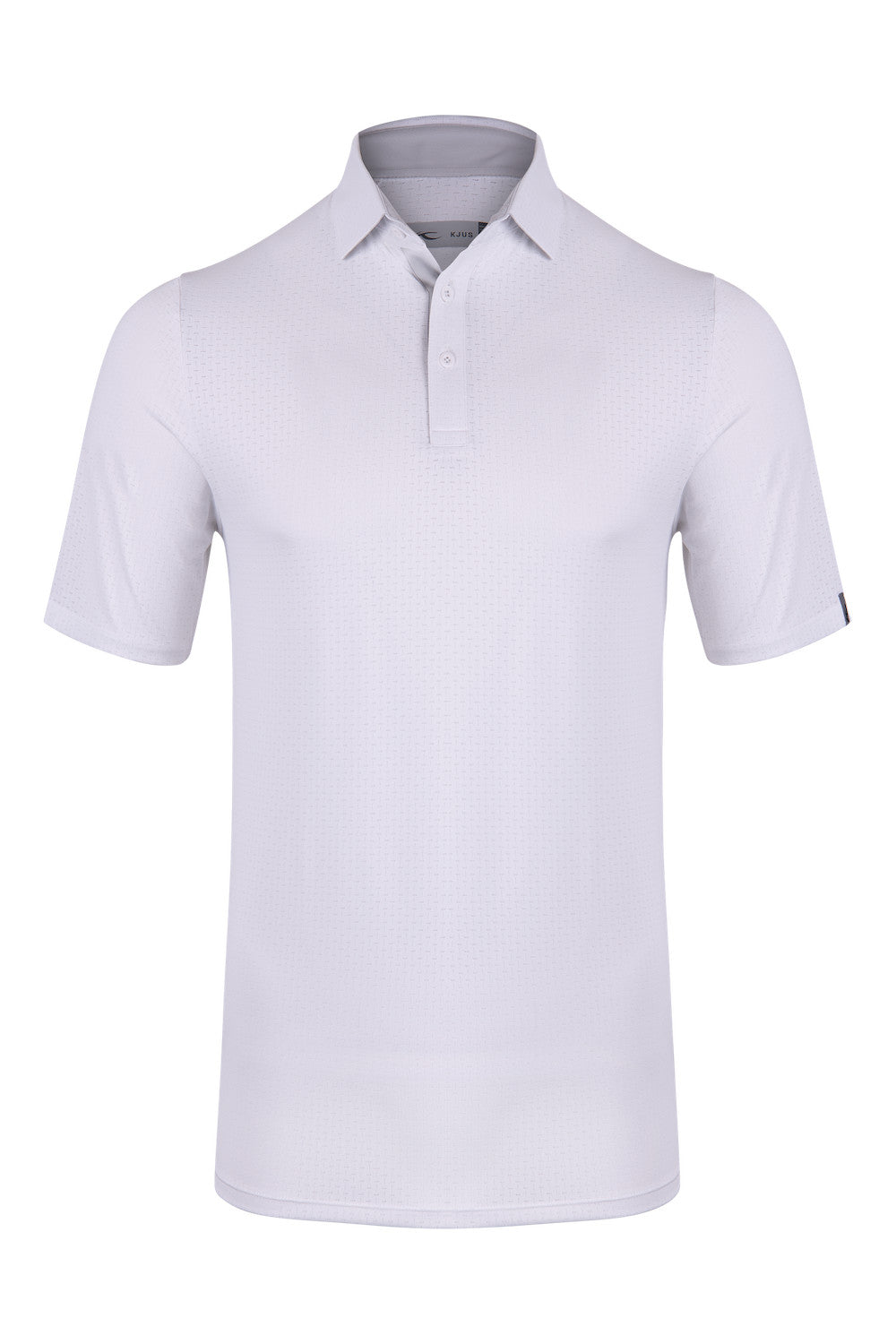 KJUS Men's Savin Structure Polo, golf clothing, men's golf polo, breathable polo, moisture-wicking fabric, performance polo, stylish golf wear, classic collar, textured pattern polo, golf apparel, Swiss Sports Haus, West Vancouver golf shop, golf gear, premium golf clothing.