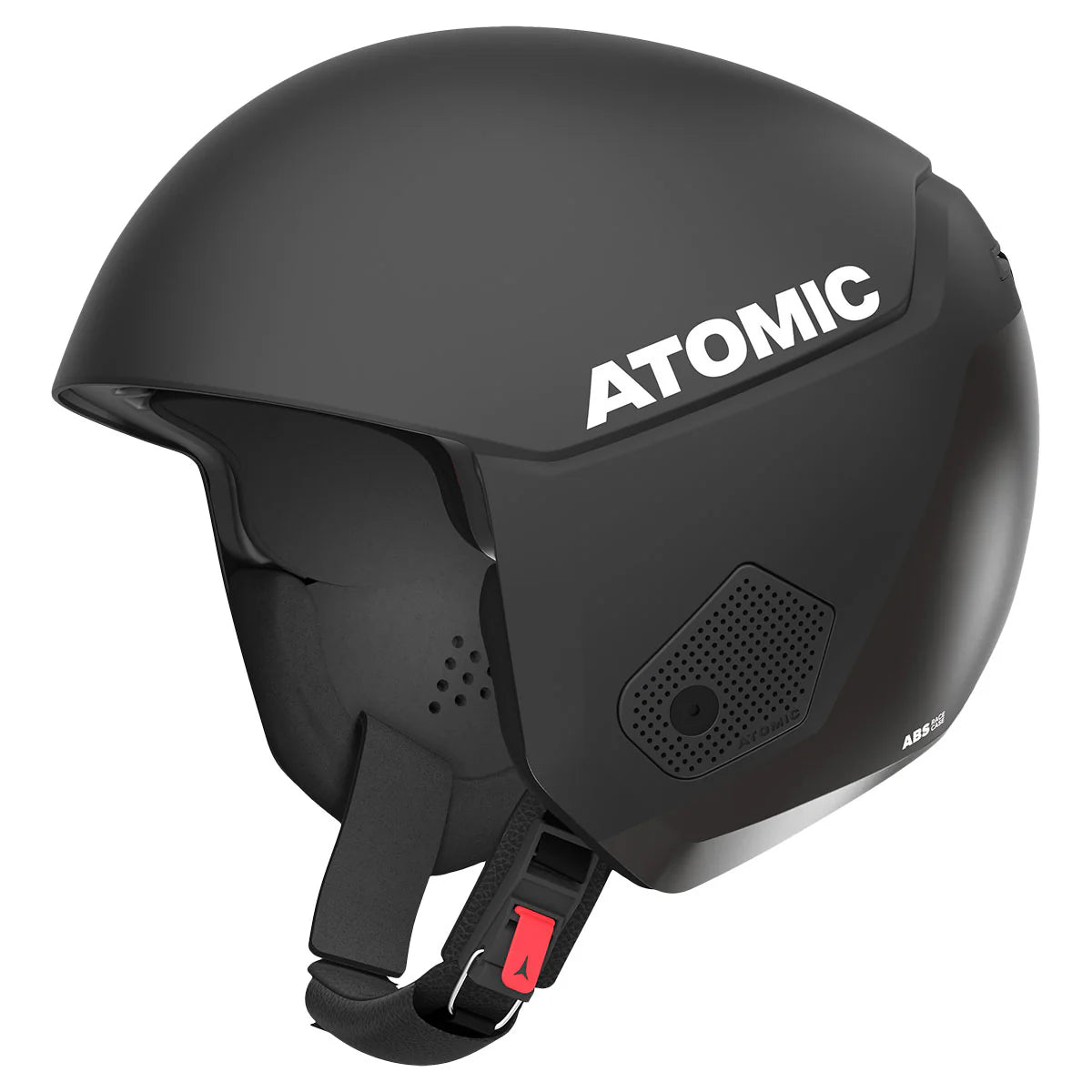 Atomic Redster Race Helmet featuring a durable ABS shell, lightweight construction, adjustable ventilation, and premium alpine race protection.