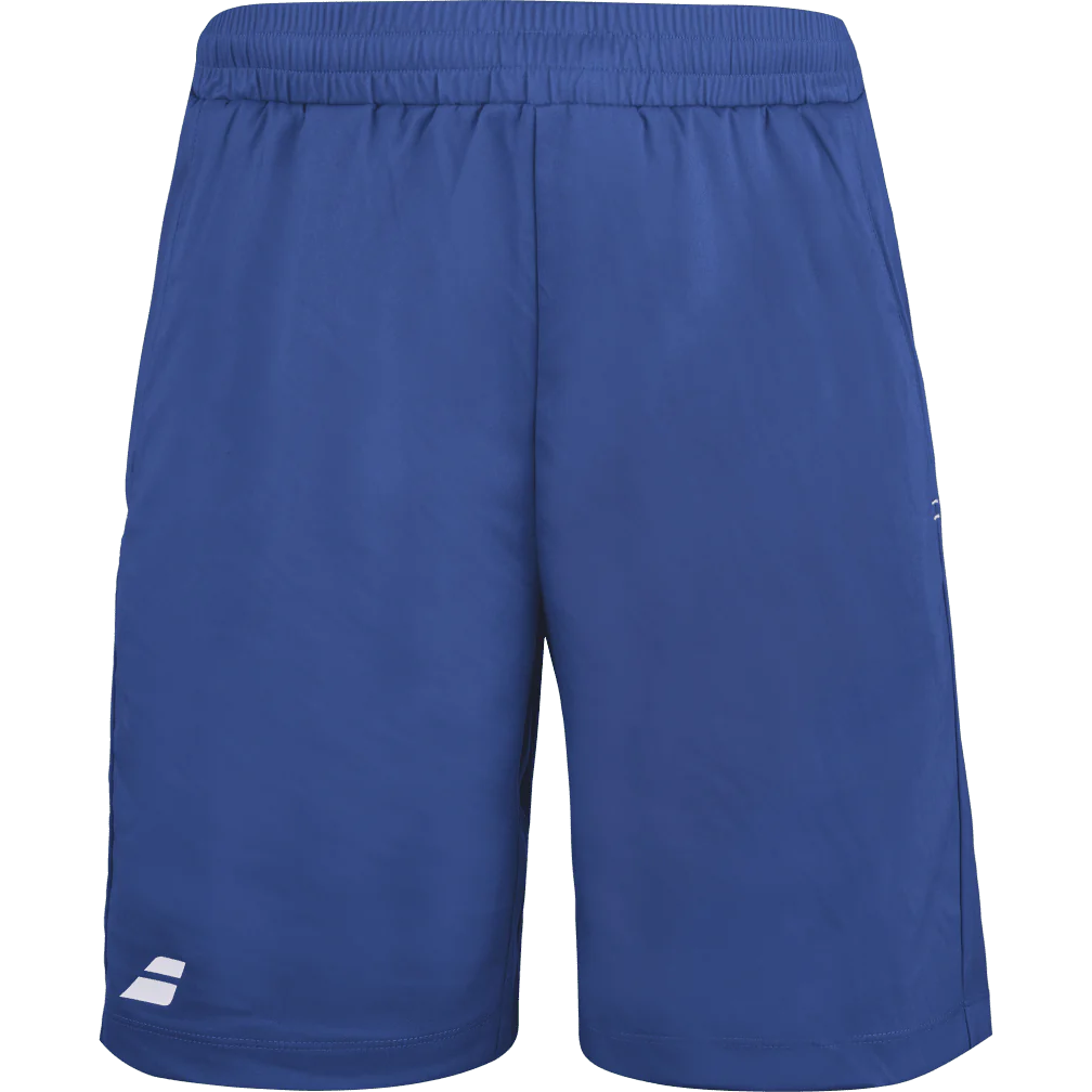 Babolat Boys' Play Tennis Shorts featuring lightweight performance fabric, side pockets, moisture-wicking technology, and an athletic fit.