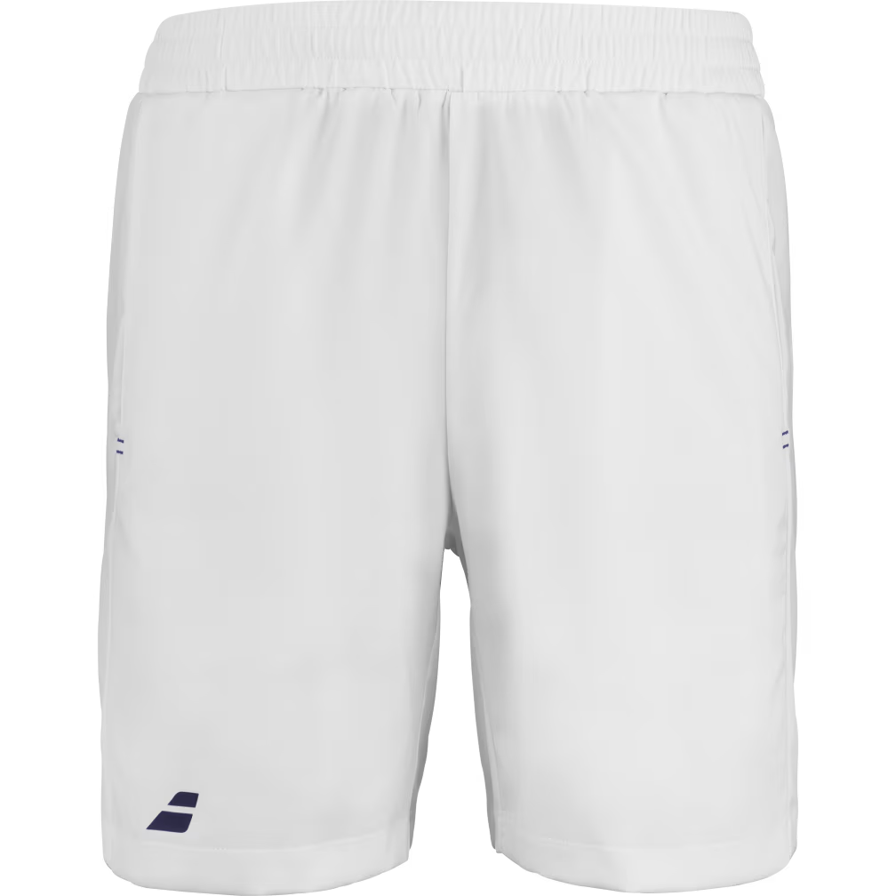 Babolat Boys' Play Tennis Shorts featuring lightweight performance fabric, side pockets, moisture-wicking technology, and an athletic fit.