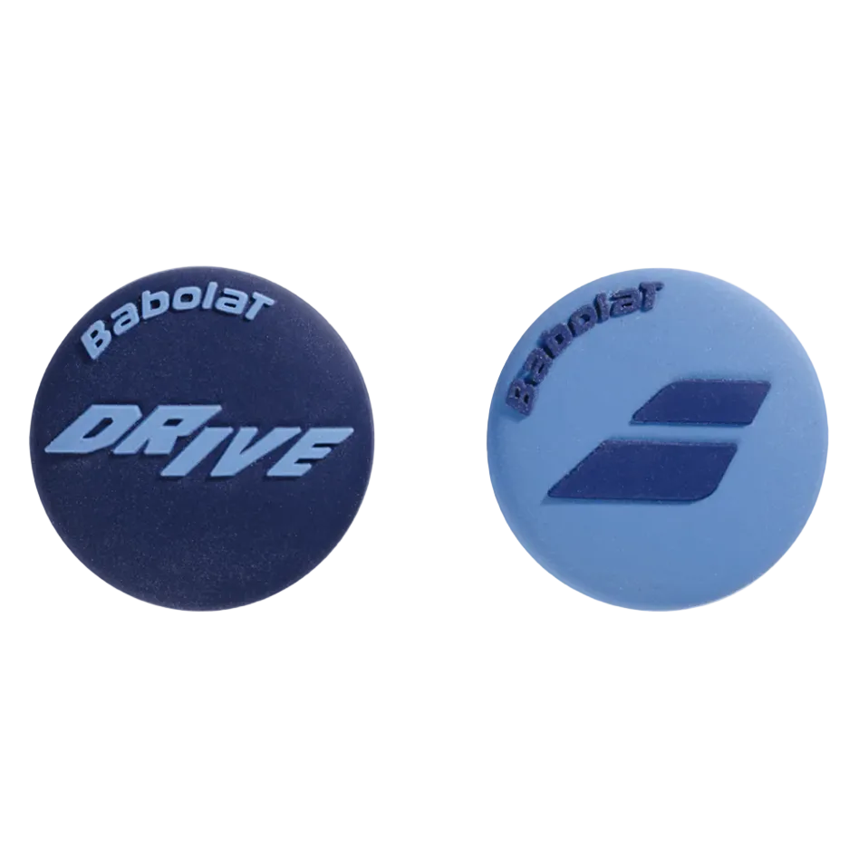 A pair of Babolat Drive Dampeners, designed to be placed on a tennis racket to reduce elbow strain.