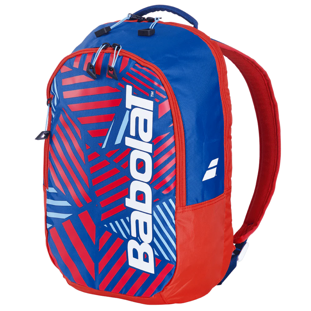 Babolat Kids Backpack featuring dedicated racquet storage, multiple compartments, lightweight construction, and a kid-friendly design.