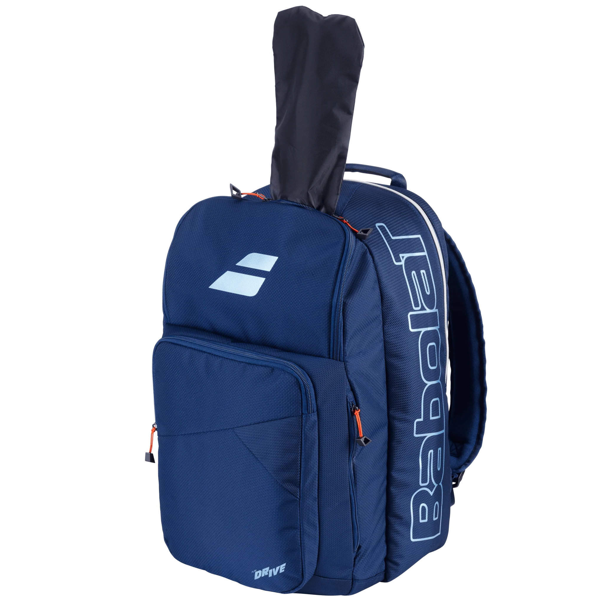 Babolat Pure Drive Backpack featuring dedicated racquet storage, multiple compartments, padded shoulder straps, and Pure Drive-inspired styling.