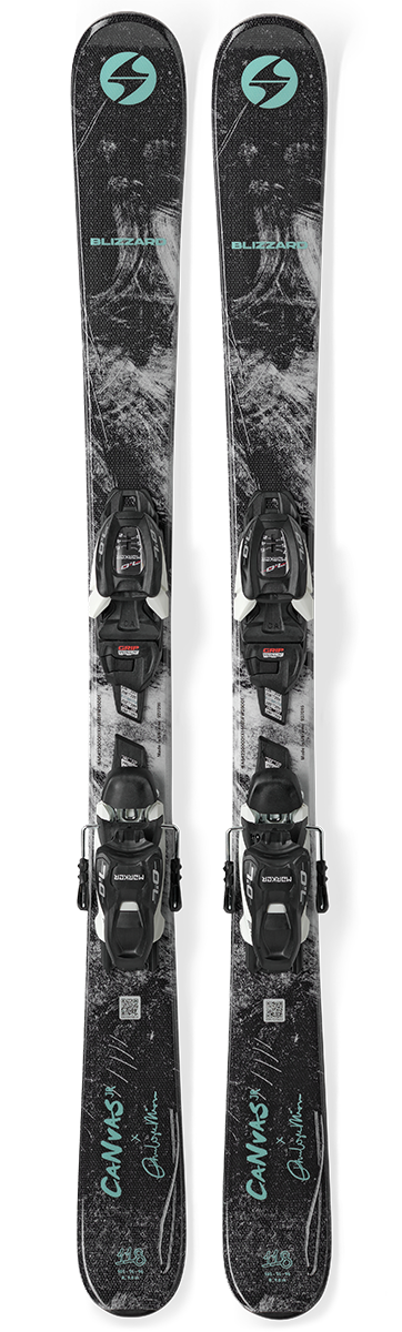 Blizzard Canvas JR Skis with FDT 7 bindings, designed for progressing junior skiers with versatile, responsive all-mountain performance.
