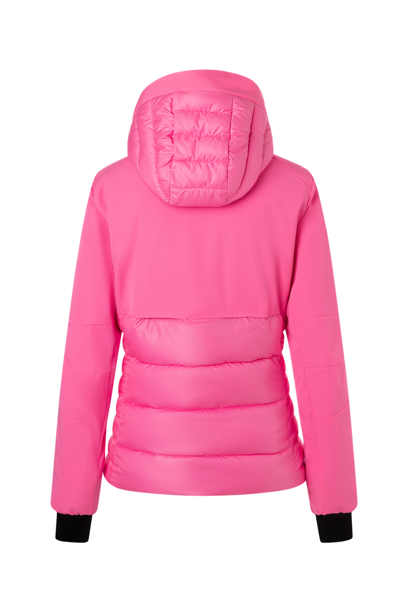A pink Bogner Fire + Ice Women's Janka 4 ski jacket that features a 20K waterproof and 20K breathable membrane, a premium 4-way stretch fabric, and a form-flattering fashionable silhouette.