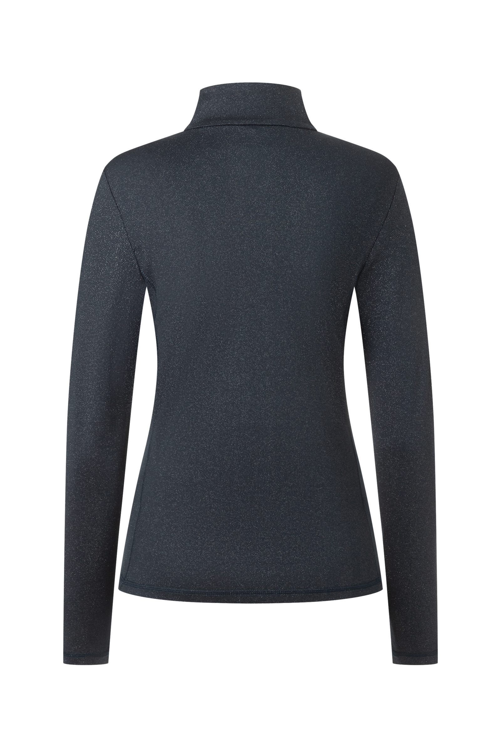 A navy Bogner Fire and Ice Women's Margo2 Sparkle T-Neck midlayer that is made from a premium 4-way stretch and moisture-wicking technical fabric.