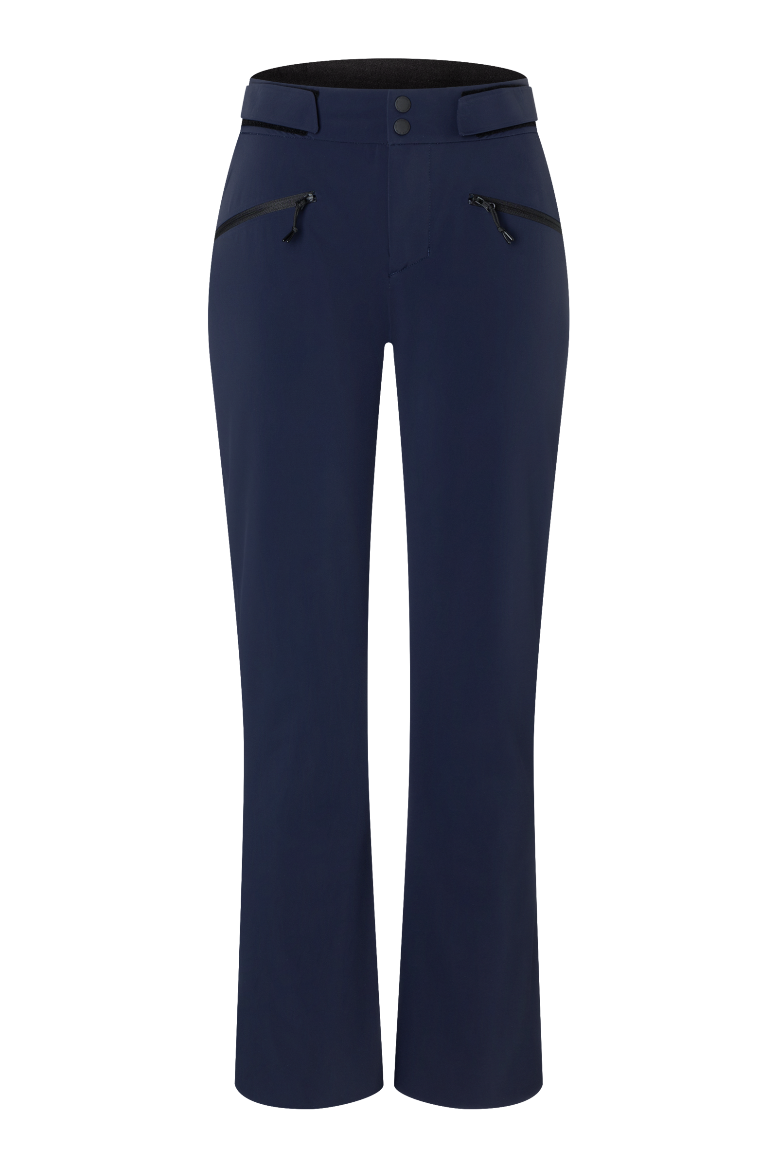 A pair of navy blue Bogner Fire + Ice Women's Nessa-T Ski Pants that feature 20K waterproofing and 20K breathability, a premium 4-way stretch technical fabric, and a sleek silhouette.