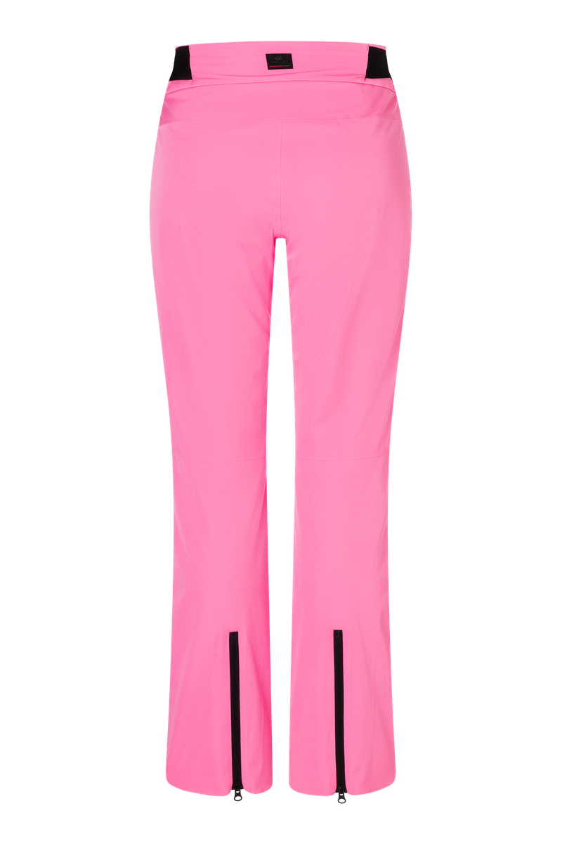 A pair of pink Bogner Fire + Ice Women's Nessa-T Ski Pants that feature 20K waterproofing and 20K breathability, a premium 4-way stretch technical fabric, and a sleek silhouette.