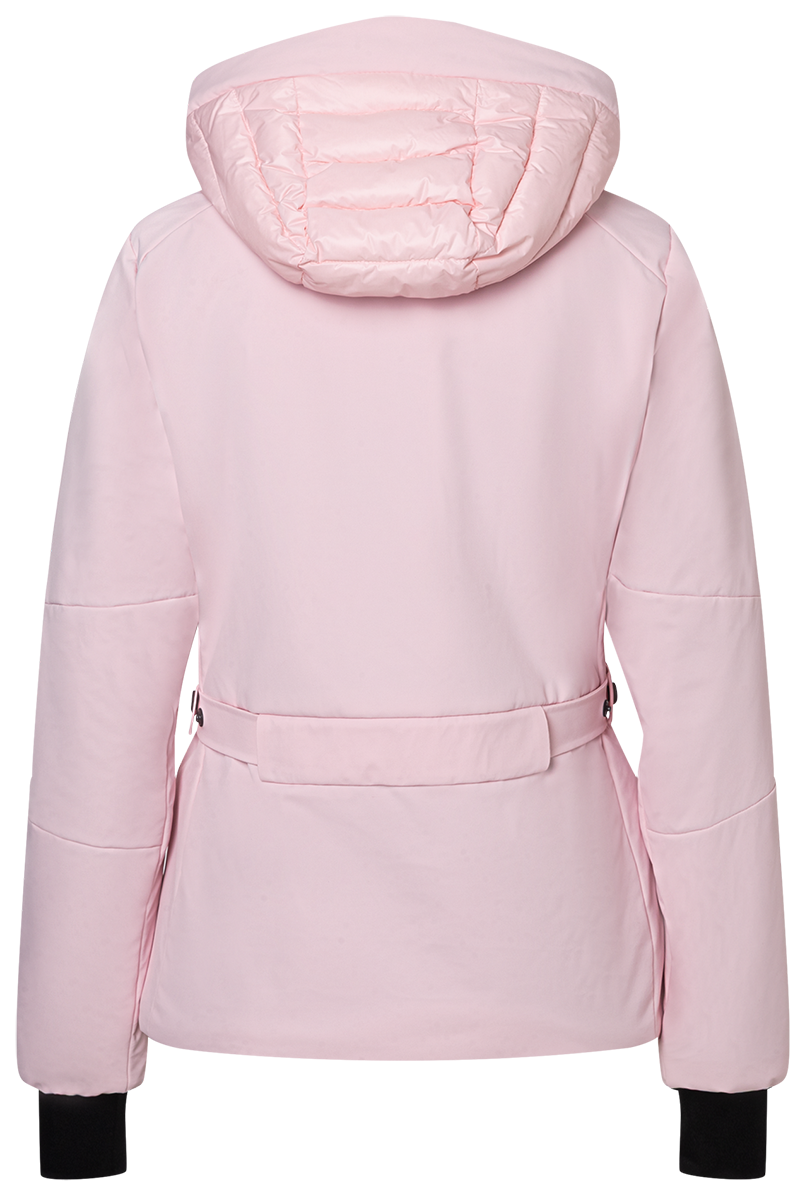 Bogner FIRE + ICE Women's Cadja3 ski jacket with 4-way stretch fabric, Thermore Ecodown insulation, quilted hood and adjustable waist.