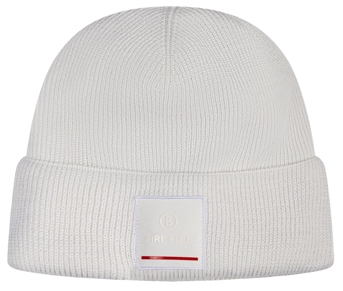 Bogner FIRE + ICE Tarek Hat with ribbed virgin wool-blend knit, wide turned-up cuff and signature logo patch.