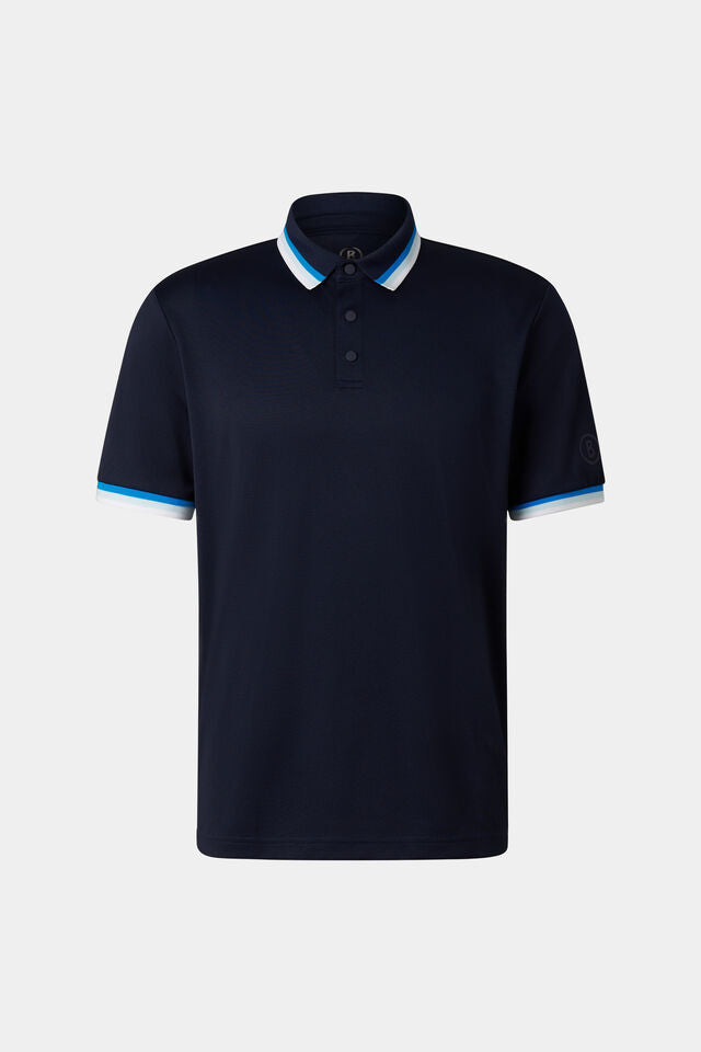 Bogner Men's Arik short-sleeved golf polo with breathable stretch performance fabric and athletic fit for golf and everyday wear