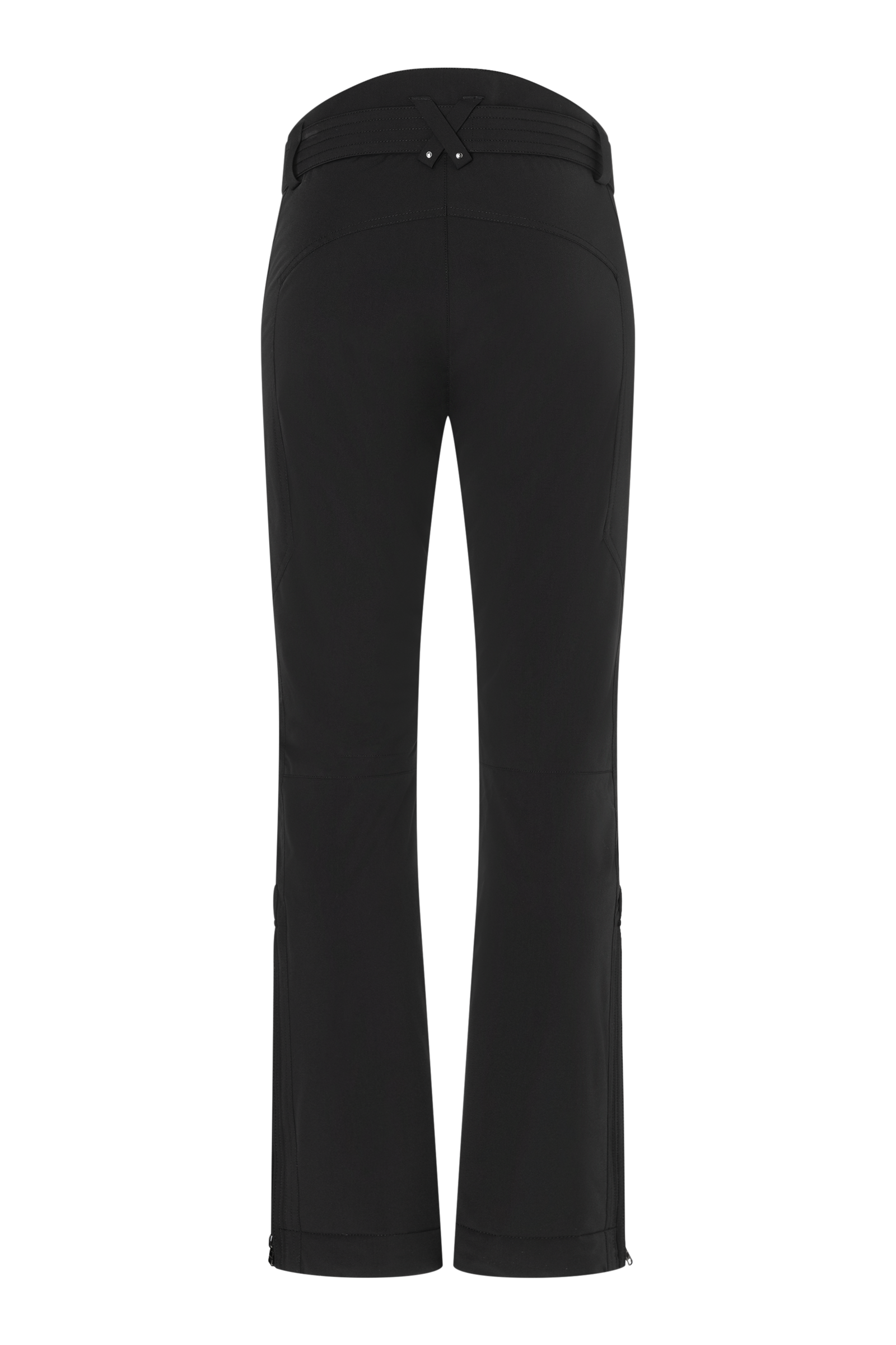 A pair of black Bogner Women's Fraenzi ski pants which features 20K waterproofing and breathability, premium 4-way stretch fabric, and a flattering, fashionable silhouette.