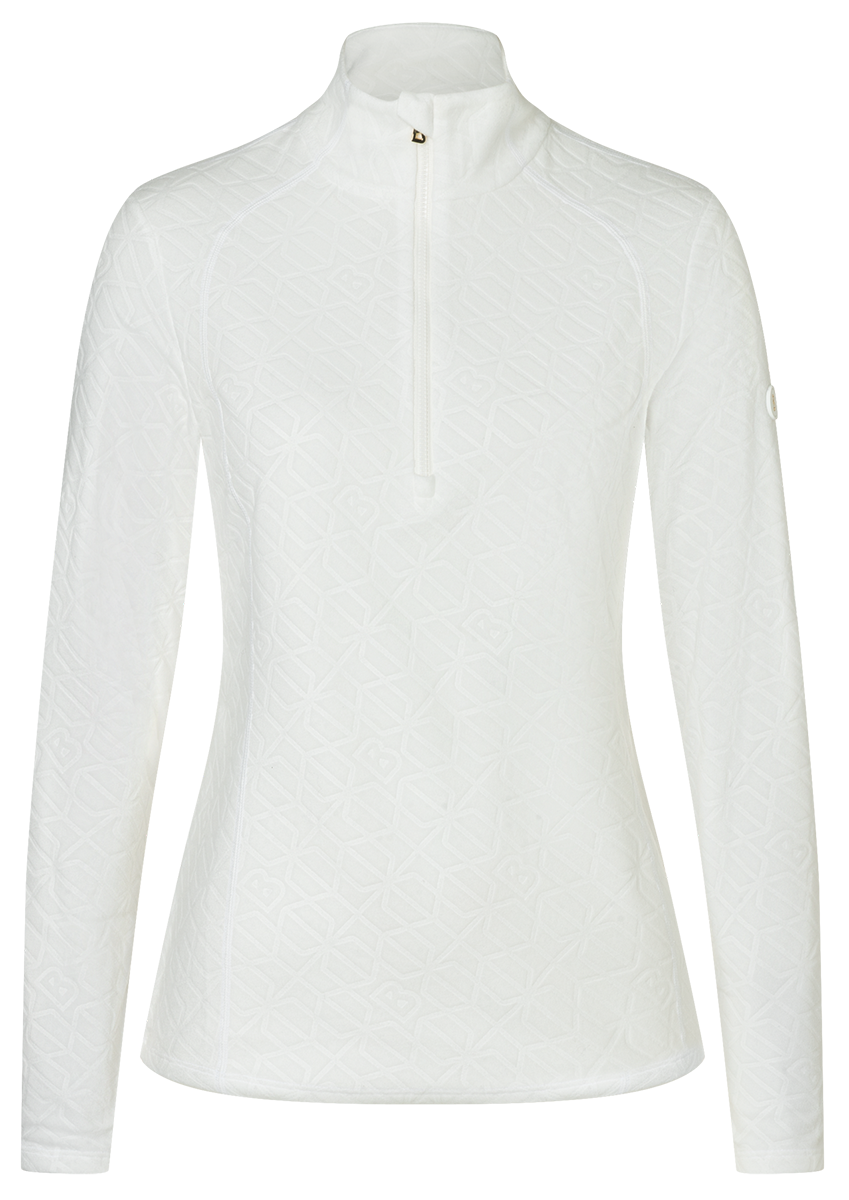Bogner Women's Medita Fleece T-Neck with soft technical fleece, stand-up collar, signature B-zip and shaping seams.
