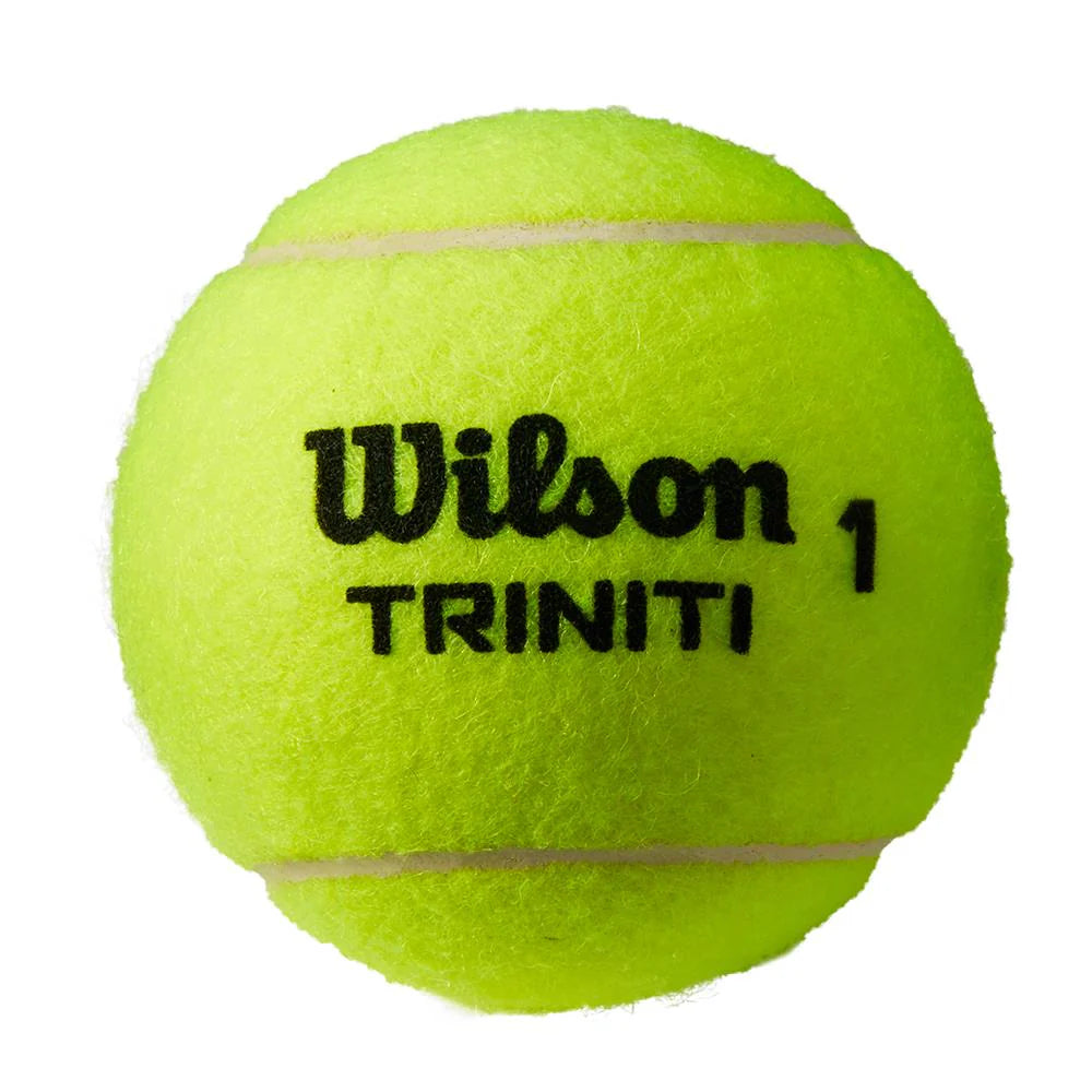 Wilson Triniti Tennis Ball, high-performance tennis ball, durable tennis ball, eco-friendly tennis ball, Wilson tennis balls, tennis training balls, tennis practice balls, best tennis balls for play, tennis equipment, Swiss Sports Haus, West Vancouver tennis shop.