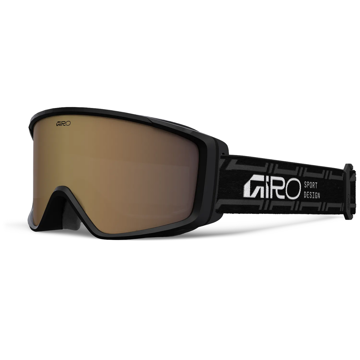 Giro Index 2.0 Asian Fit ski goggle in Black Stacked with Amber Rose VIVID ZEISS lens and OTG design for prescription glasses.