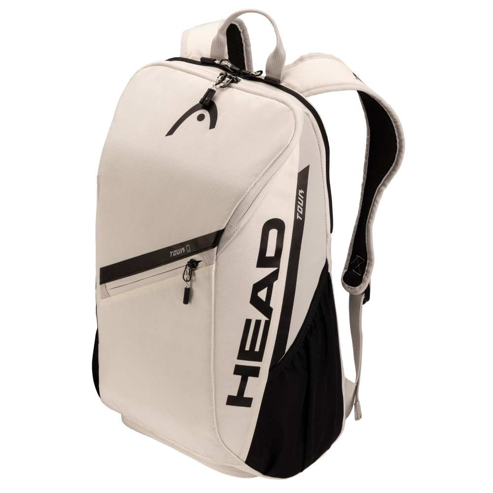 HEAD Tour Backpack 25L featuring dedicated racquet storage, multiple compartments, padded shoulder straps, and durable construction.