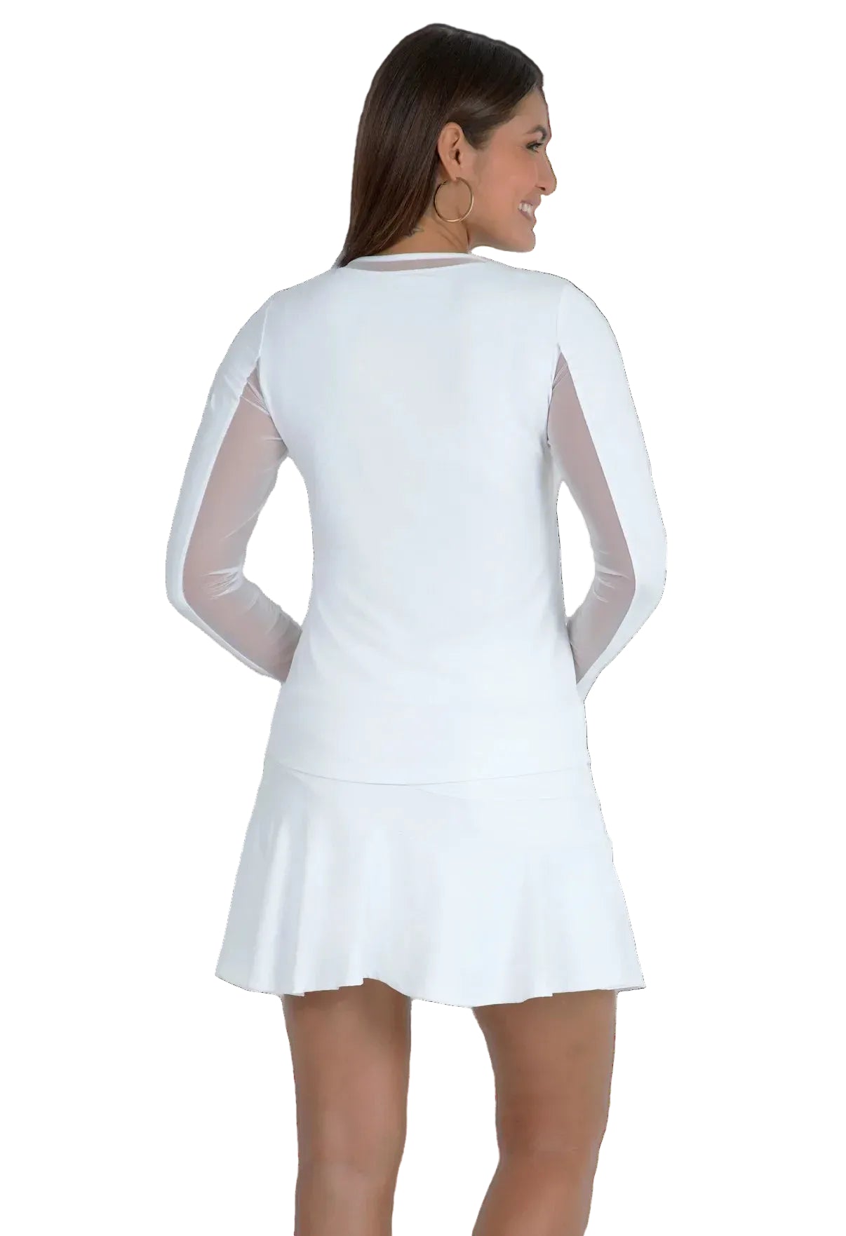 IBKÜL Women's Golf Long Sleeve Crew Neck with Mesh featuring breathable mesh panels, cooling performance fabric, and UPF sun protection.