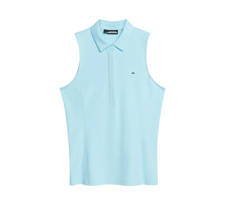 J.Lindeberg Women's Dena sleeveless golf polo with breathable stretch performance fabric and athletic fit for golf and active wear
