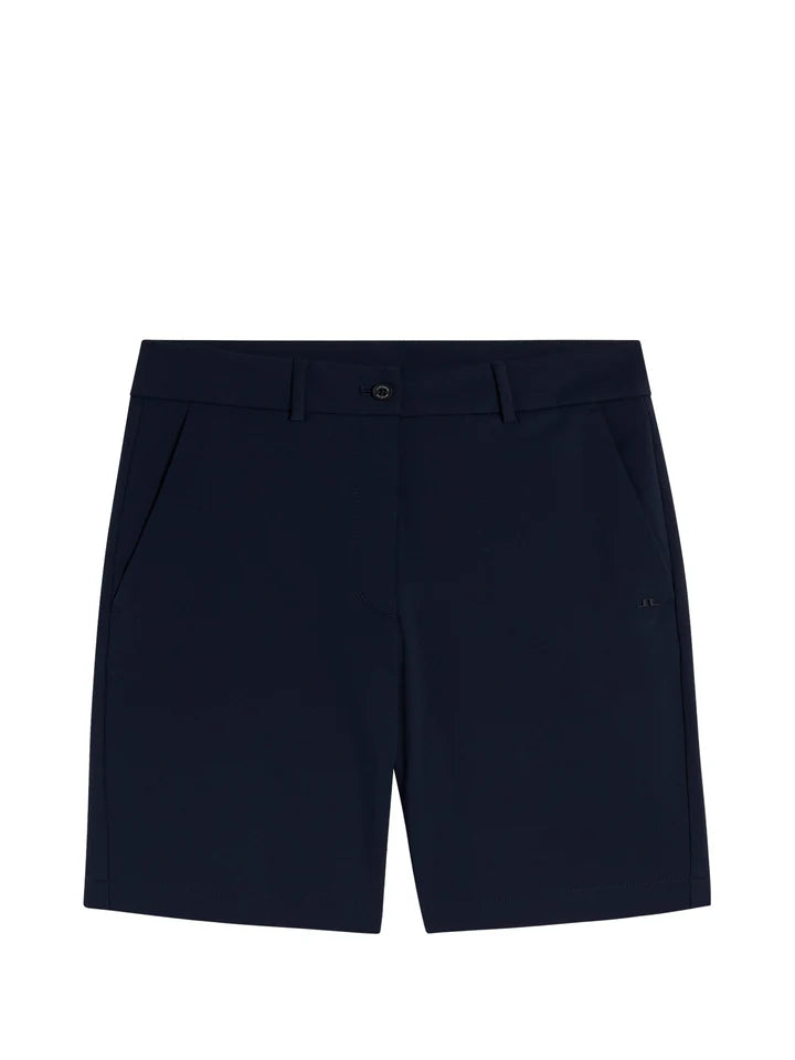 J.Lindeberg Women's Gwen Long golf shorts with breathable stretch performance fabric and extended coverage for golf and active wear