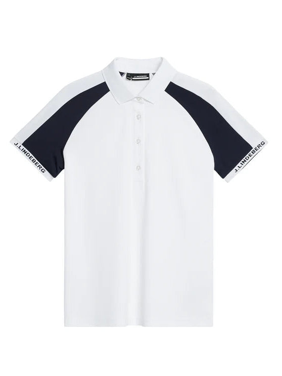 J.Lindeberg Women's Perinne golf polo with breathable stretch performance fabric and athletic fit for golf and resort wear