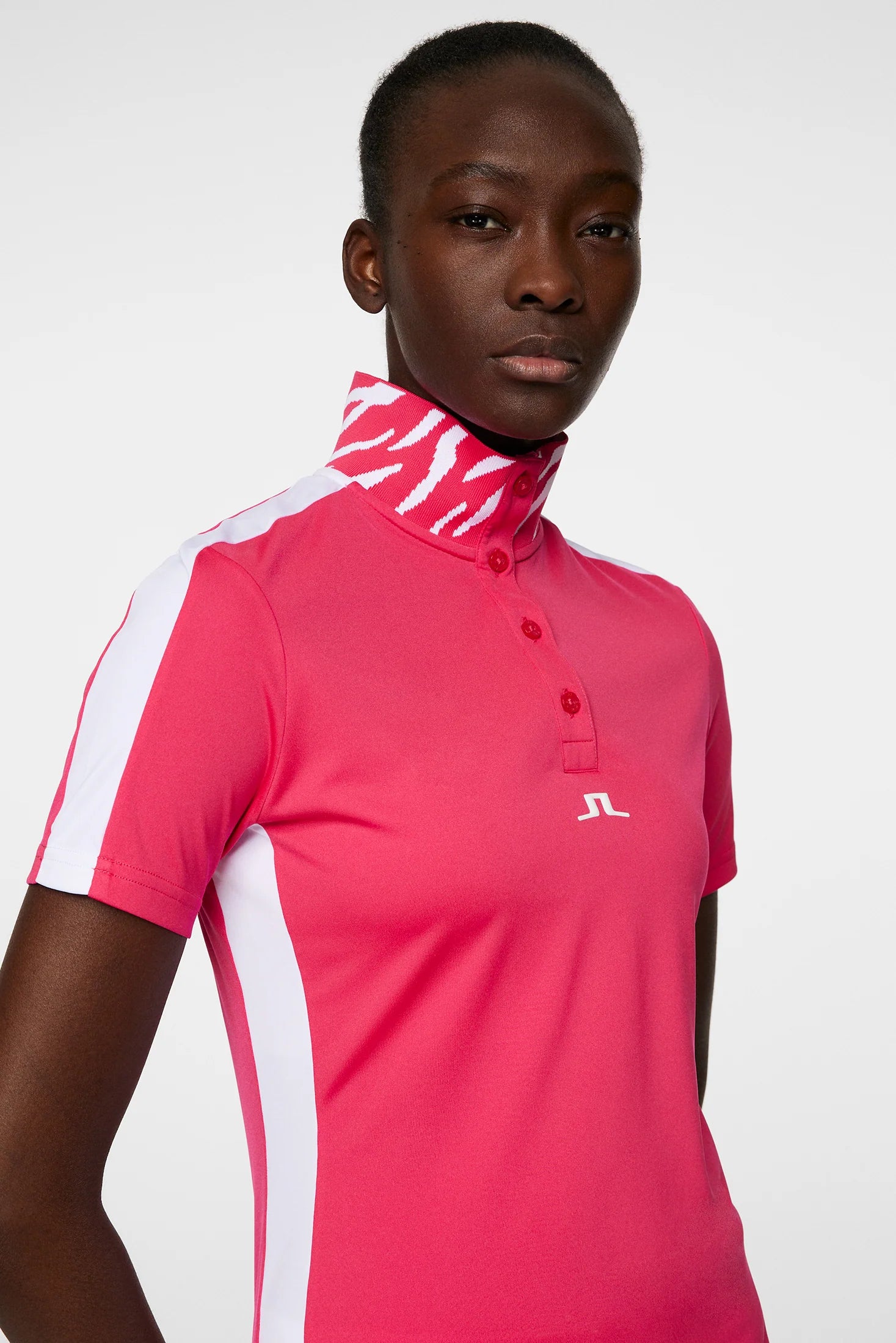 J.Lindeberg Women's Pip golf polo with breathable stretch performance fabric and athletic fit for golf and resort wear