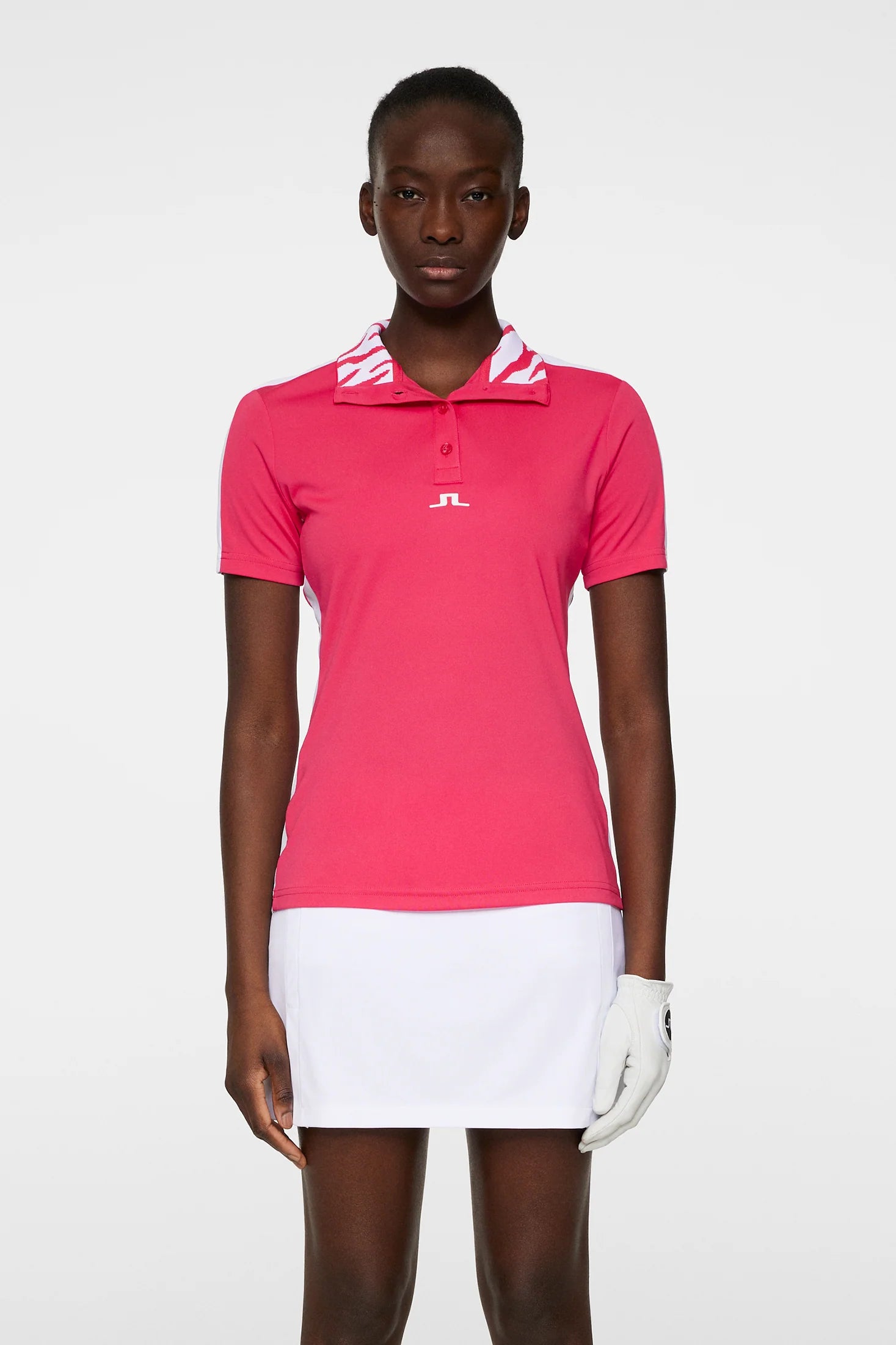 J.Lindeberg Women's Pip golf polo with breathable stretch performance fabric and athletic fit for golf and resort wear