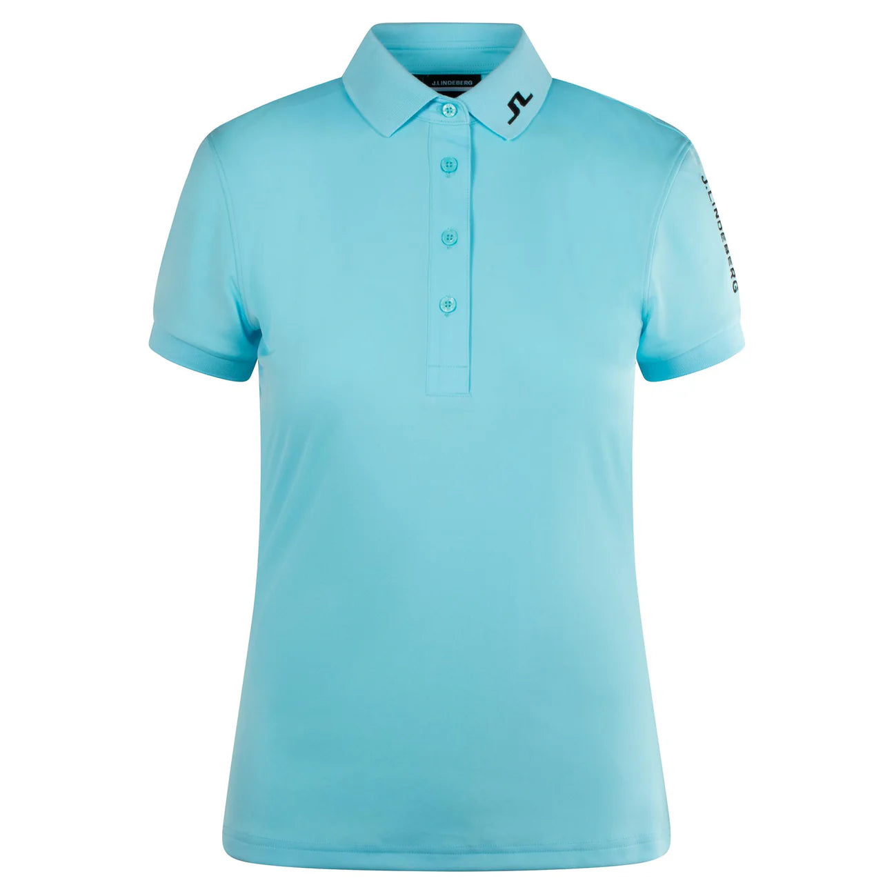 J.Lindeberg Women's Tour Tech golf polo with breathable four-way stretch performance fabric and athletic fit for golf wear