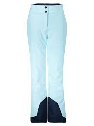 A pair of light blue Kjus Girl's Carpa ski pants for girls with a slim-fit design and a growth system in the legs.