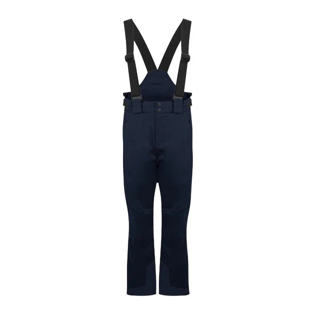 A pair of navy blue Kjus Girl's Silica Ski Pants that include a 20K waterproof and 20K breathable membrane, premium 4-way stretch fabric, and offer a sleek, slim silhouette.