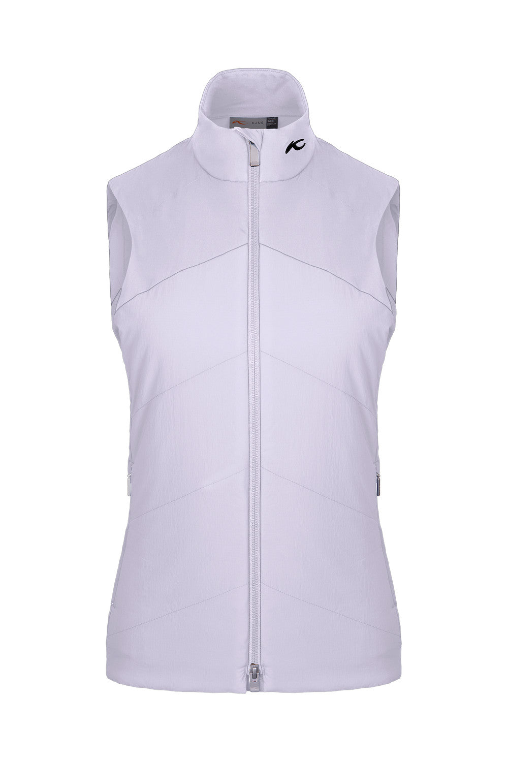 KJUS Women's Radiation Vest featuring lightweight synthetic insulation, stretch side panels, zippered pockets, and a women's-specific fit for skiing and winter layering.