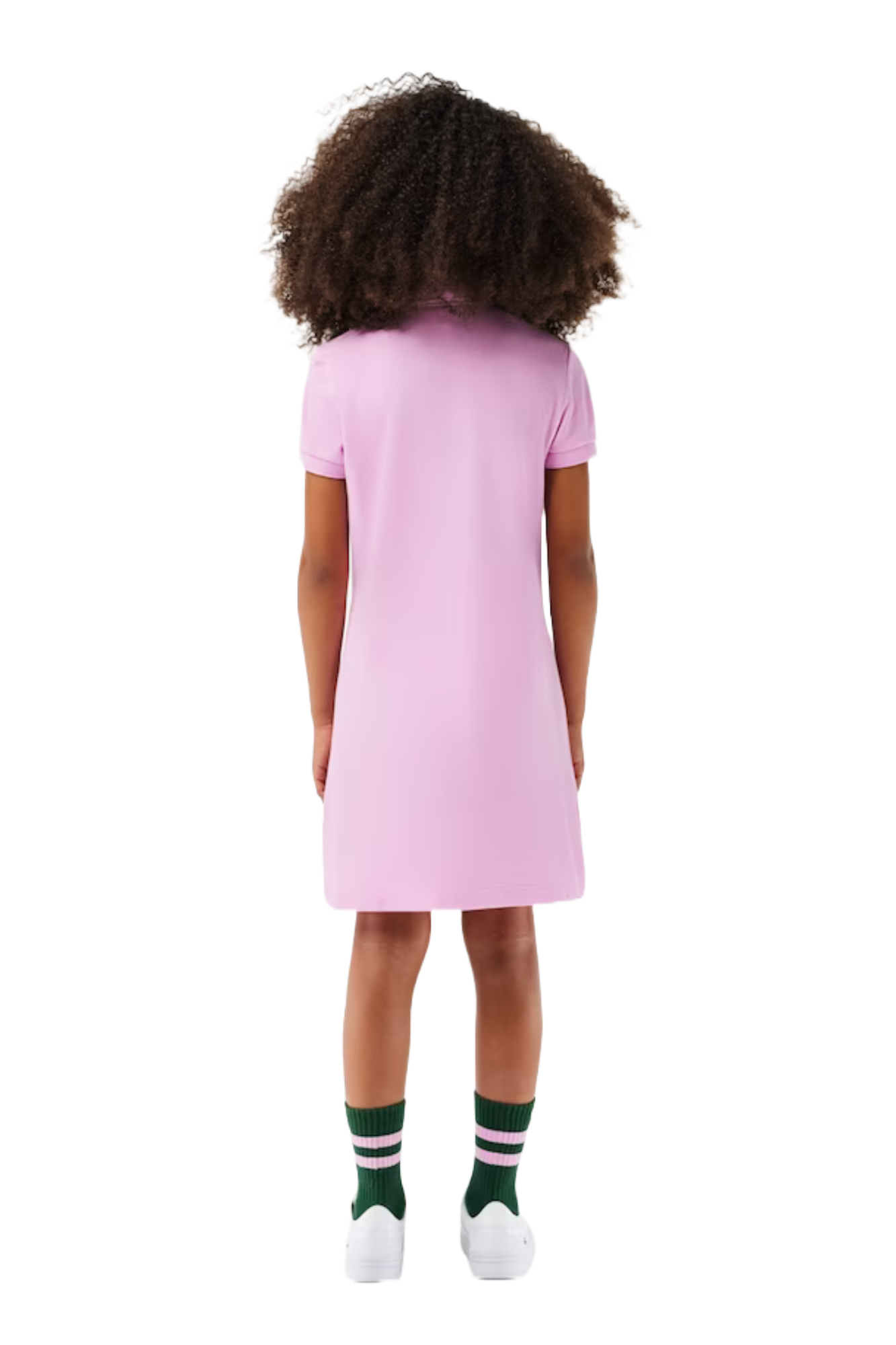 Lacoste Girls Cotton Polo Tennis Dress featuring soft cotton fabric, classic polo collar, tennis-inspired styling, and crocodile branding.