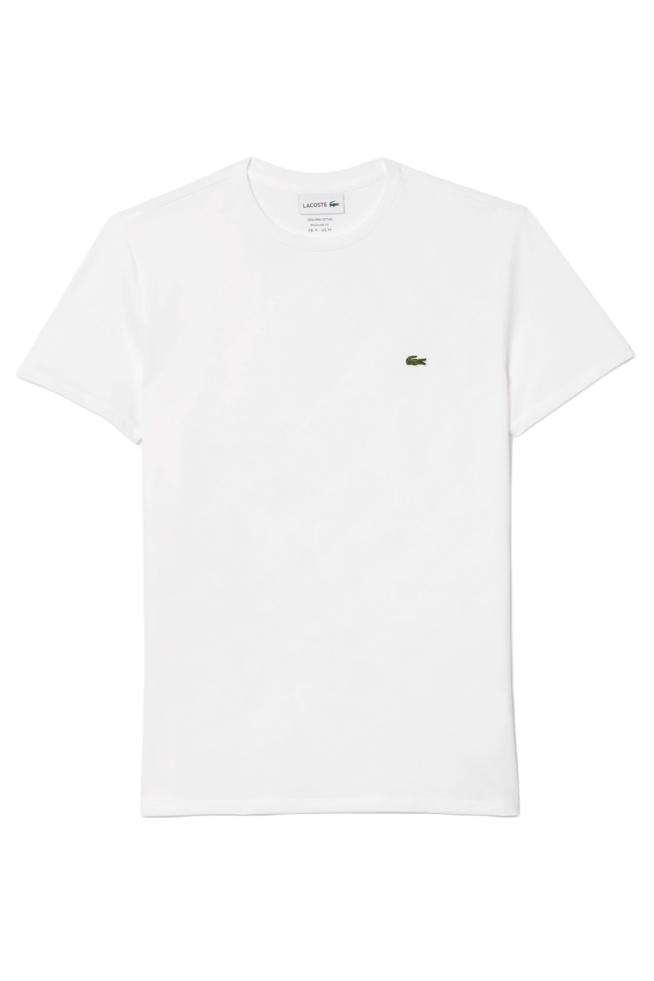 Lacoste Men's Crew Neck Pima Cotton Jersey T-Shirt featuring premium Pima cotton, soft breathable comfort, and signature crocodile branding.