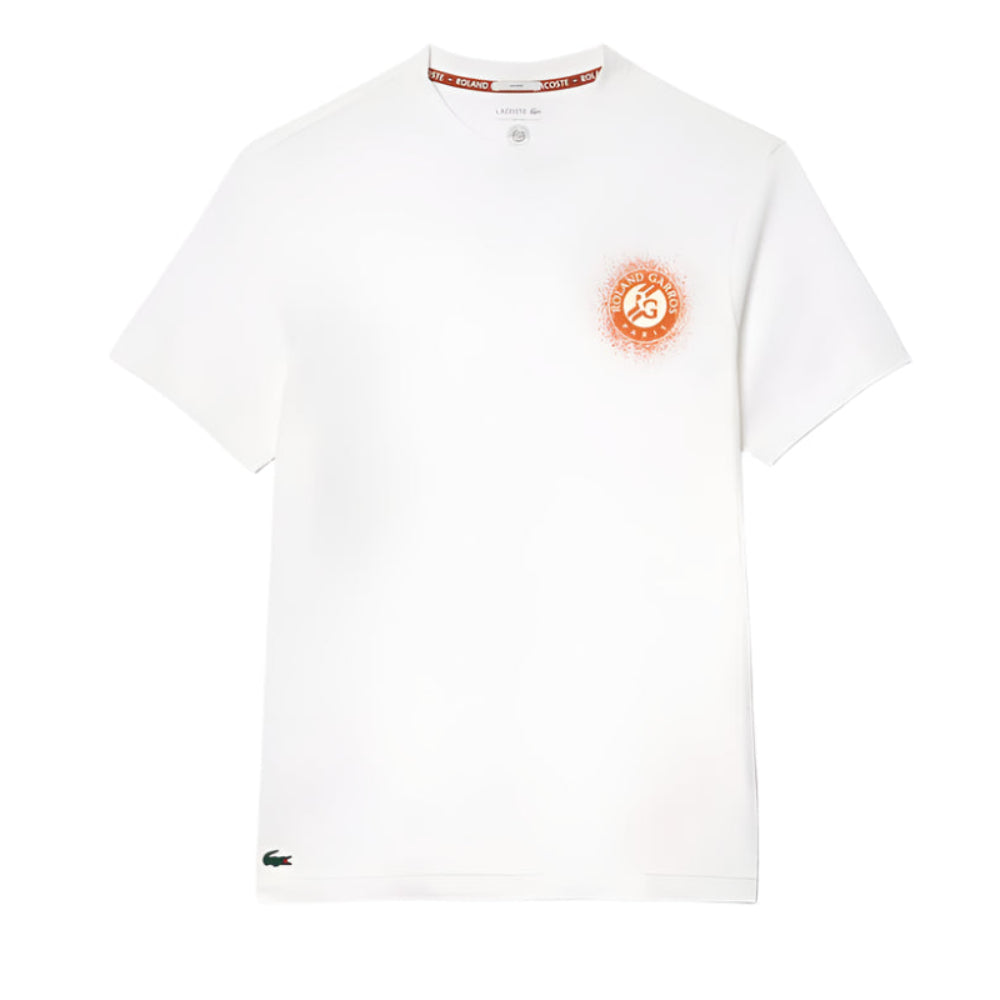 Lacoste Roland-Garros Players T-Shirt featuring soft breathable fabric, tournament-inspired graphics, and signature crocodile branding.