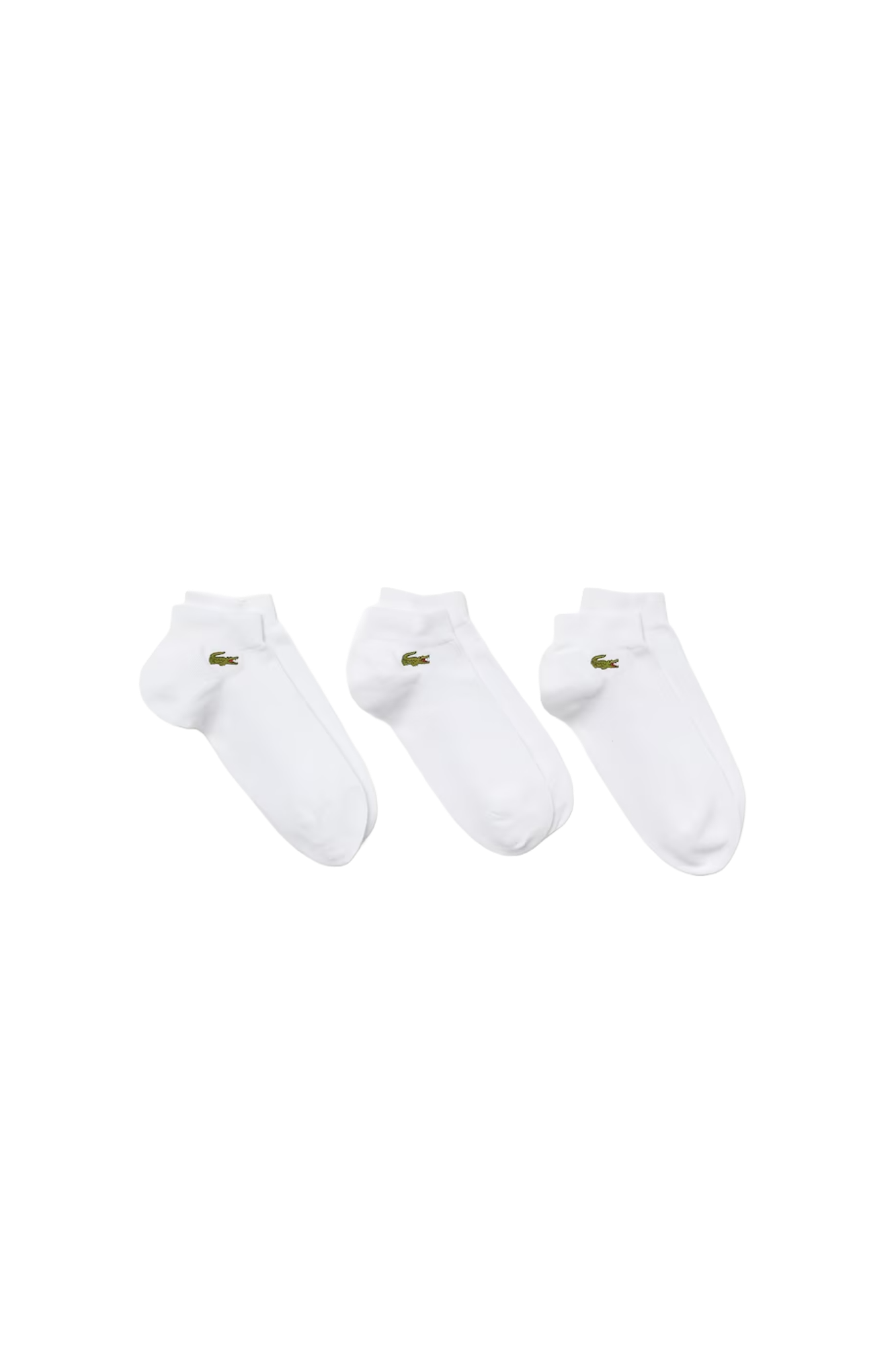 Lacoste Sport Low-Cut Socks 3-Pack featuring a low-profile design, breathable comfort, reinforced durability, and signature crocodile branding.