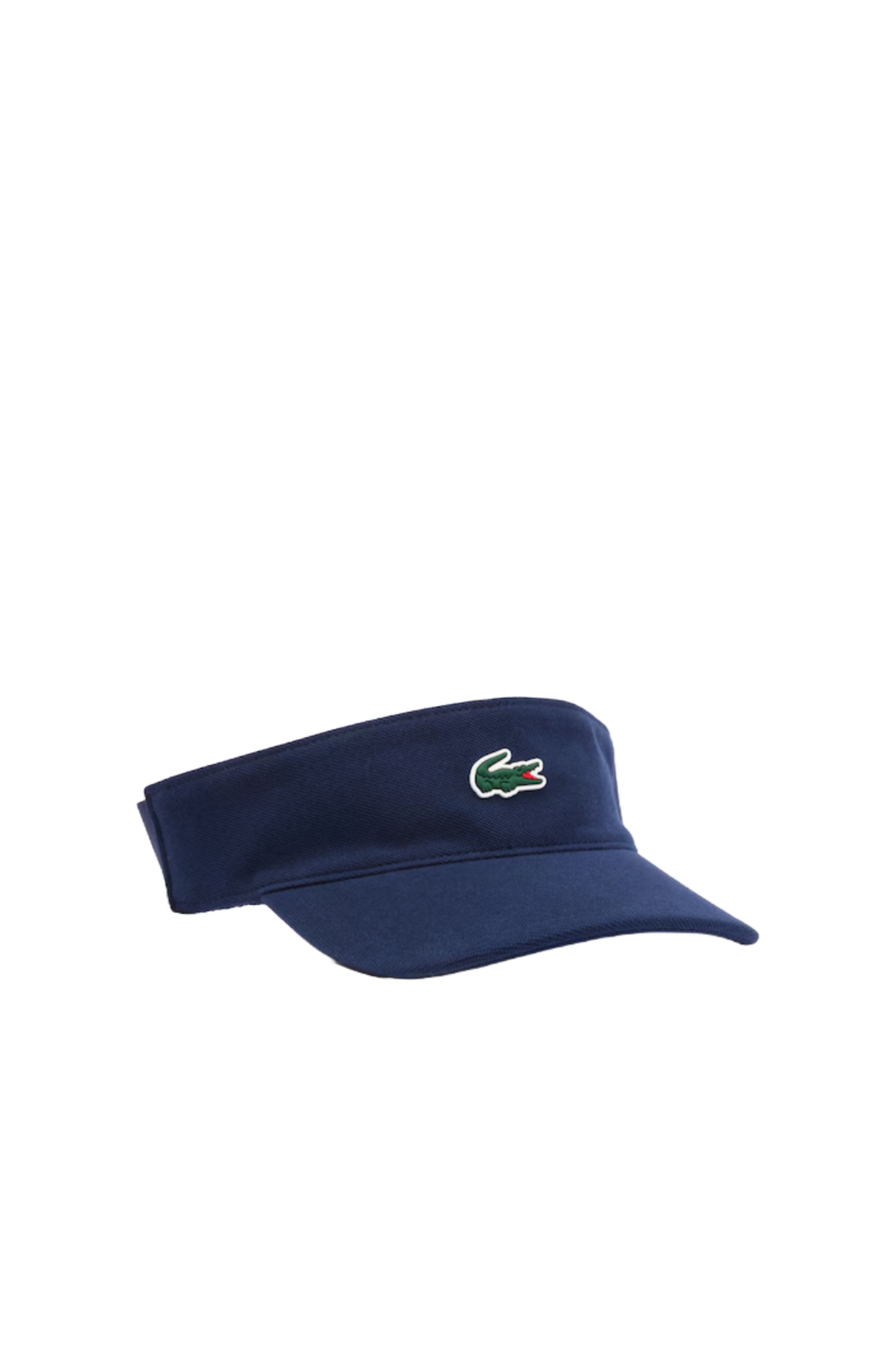 Lacoste Unisex Sport Piqué & Fleece Tennis Visor featuring a fleece-lined sweatband, adjustable fit, sun protection, and crocodile branding.