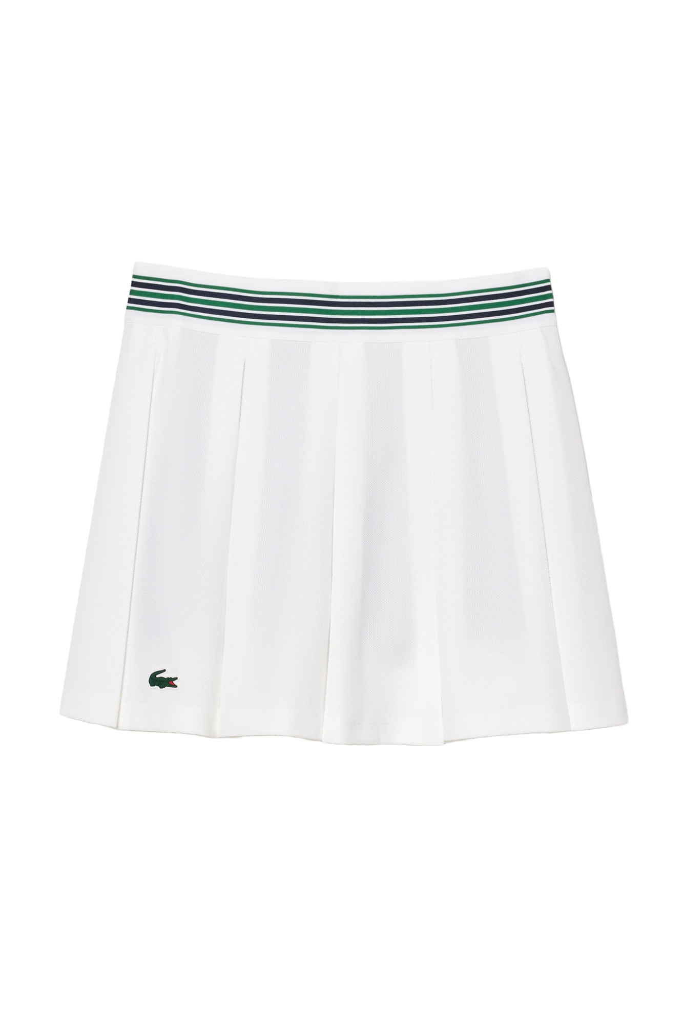 Lacoste Women's Piqué Sport Skirt with Built-In Tennis Shorts featuring breathable piqué fabric, integrated shorts, athletic fit, and crocodile branding.