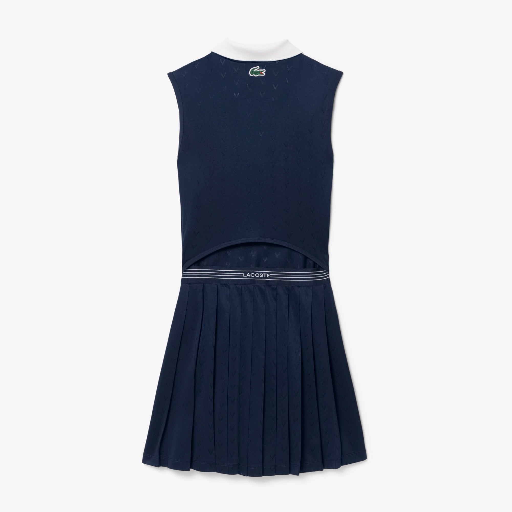 Lacoste Women's Ultra Dry Heritage Dress featuring moisture-wicking performance fabric, heritage-inspired styling, and crocodile branding.