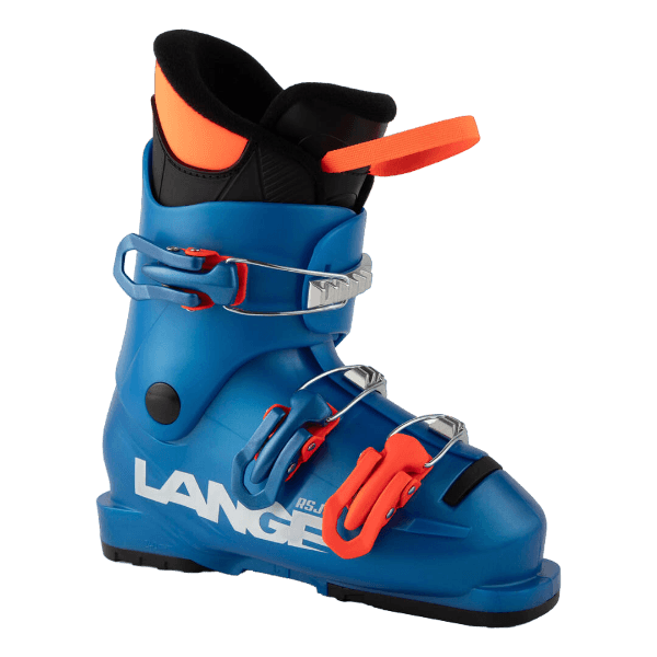 Lange RSJ 50 JR Ski Boots featuring a junior-specific shell, 50 flex, Control Fit liner, three aluminum buckles, and race-inspired performance.