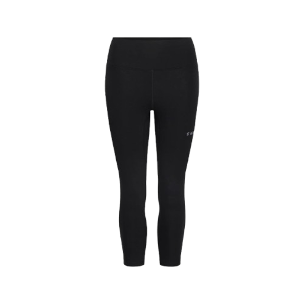A pair of black Le Bent Women's Core Midweight 3/4 Length Baselayer Bottoms that are made from a bamboo and merino wool blend.