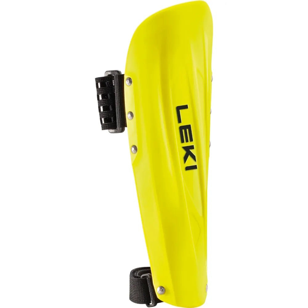 LEKI Forearm Protector with adjustable S/M/L fit and carbon-structure finish for alpine ski racing and protection from gate contact.