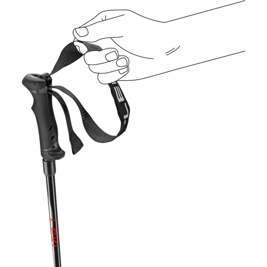 LEKI Hot Shot Ski Poles featuring HTS 6.0 aluminum shafts, Evocon grips, adjustable straps and hollow fillable pole construction.